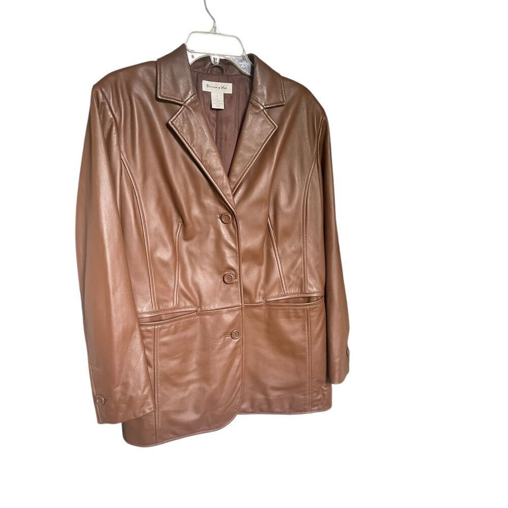 Preston & York Women’s Lambskin Leather Jacket Brown Size L
